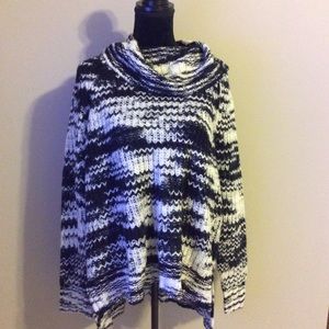 ANA Black and White High Low Tunic Length Sweater